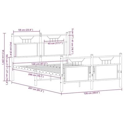 Bedframe zonder matras bewerkt hout bruin eikenkleur 120x200 cm Bedframe zonder matras bewerkt hout bruin eikenkleur 120x200 cm