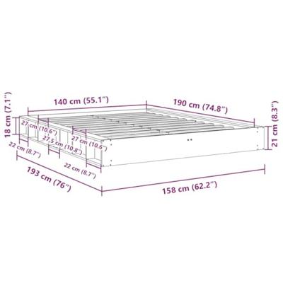 Bedframe zonder matras 140x190 cm massief hout eiken