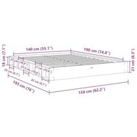 Bedframe zonder matras 140x190 cm massief hout eiken - thumbnail