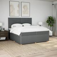 Boxspring met matras stof donkergrijs 200x200 cm - thumbnail