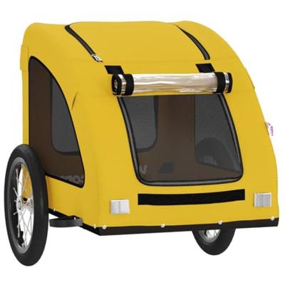 Hondenfietstrailer oxford stof en ijzer geel - thumbnail