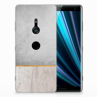 Sony Xperia XZ3 Bumper Hoesje Wood Concrete Sony Xperia XZ3 Bumper Hoesje Wood Concrete