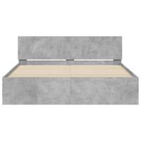 Bedframe met hoofdeinde en LED betongrijs 150x200 cm - thumbnail