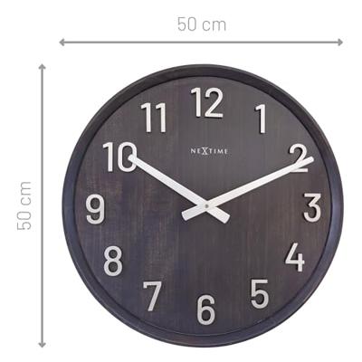 NeXtime NE-3284ZW Grote Wandklok - 50cm- Stille Klok - Walnoot - Zwart - "Precious" NeXtime NE-3284ZW Grote Wandklok - 50cm- Stille Klok - Walnoot - Zwart - "Precious"