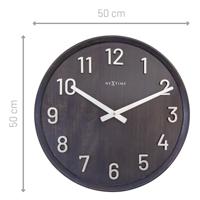 NeXtime NE-3284ZW Grote Wandklok - 50cm- Stille Klok - Walnoot - Zwart - "Precious" - thumbnail