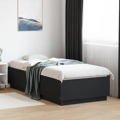 Bedframe met LED-verlichting bewerkt hou zwart 100x200 cm