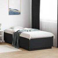 Bedframe met LED-verlichting bewerkt hou zwart 100x200 cm - thumbnail