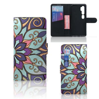 Xiaomi Mi Note 10 Pro Hoesje Purple Flower | Portemonnee hoesje