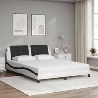 Bed met matras kunstleer wit en zwart 160x200 cm - thumbnail