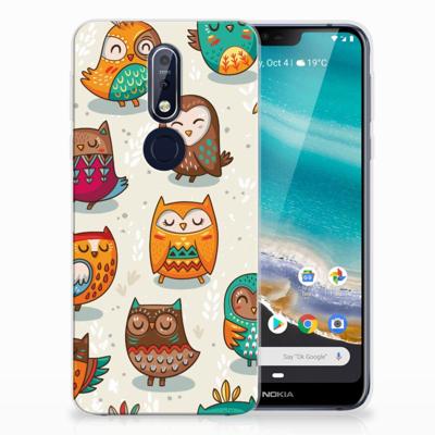 Nokia 7.1 | TPU Hoesje | Vrolijke Uilen Nokia 7.1 | TPU Hoesje | Vrolijke Uilen