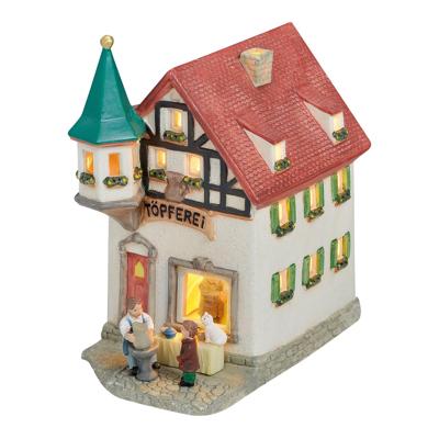 Wurm Lichthuis "Pottenbakkerij" van porselein, veelkleurig (B/H/D) 17x18x10cm