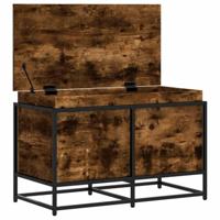 Opbergbox met deksel 80x40x51,5 cm bewerkt hout gerookt eiken - thumbnail