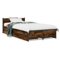 Bedframe met lades bewerkt hout gerookt eikenkleurig 75x190 cm - thumbnail