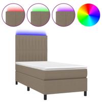 Boxspring met matras en LED stof taupe 90x190 cm - thumbnail