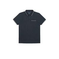 Dstrezzed slim fit polo met all over print donkerblauw - thumbnail