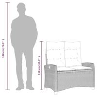 Tuinbankje verstelbaar met kussens poly rattan bruin - thumbnail