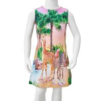 Kinderjurk tropisch tafereel en dierenprint 104 koraalkleurig - thumbnail