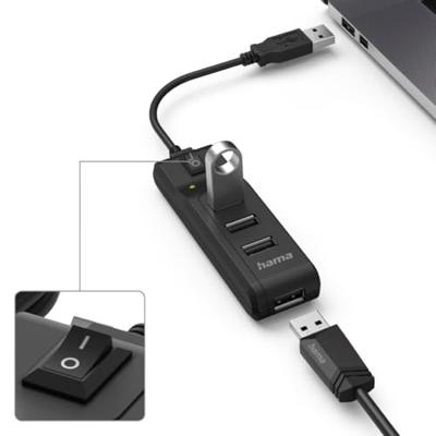 Hama usb-hub 4-poorts usb 2.0 480 mbit/s aan/uit-schakelaar Hama usb-hub 4-poorts usb 2.0 480 mbit/s aan/uit-schakelaar