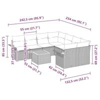 Tuinbankenset met kussen 9 pcs Zwart poly rattan - thumbnail
