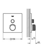 Opbouwdeel GROHE Grohtherm Smartcontrol Douche T, Vierkant Supersteel - thumbnail