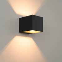 Fornax nero by LUSENZ - Kubusvormige up and down wandlamp met een mat zwarte coating - thumbnail