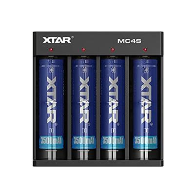 XTAR MC4S Professionele oplader voor Li-ion- en NiMh-accu's, diepontlading en 0 V-celreactivering, 4 cellen, model MC4S