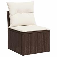 5-delige Loungeset met kussens poly rattan bruin - thumbnail