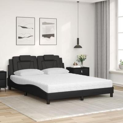 Bed met matras kunstleer zwart 160x200 cm