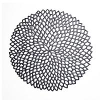 2 stks tabel Bowl matten Home decor placemat voor eettafel PVC kunststof holle isolatie ronde barokke mediterrane Coaster pads (zwart) - thumbnail