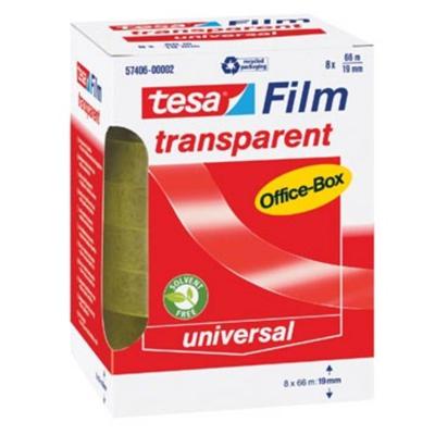 Plakband tesafilm 66mx19mm transparant 8 rol Plakband tesafilm 66mx19mm transparant 8 rol