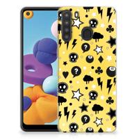 Silicone Back Case Samsung Galaxy A21 Punk Geel - thumbnail