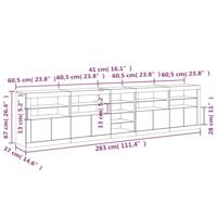 Dressoir met LED-verlichting 283,5x37x67 cm gerookt eikenkleur - thumbnail