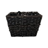 Volare gevlochten rieten fietsmand - klein - zwart - thumbnail