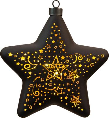 Led ster glas sterren 19 cm zwart/goud Anna's Collection - Annas collection