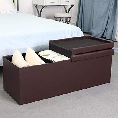 Opvouwbare Zitbank met opbergruimte en deksel - 115cm - Bruin Opvouwbare Zitbank met opbergruimte en deksel - 115cm - Bruin