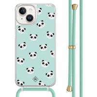 iPhone 14 hoesje met mint koord - Panda print - thumbnail