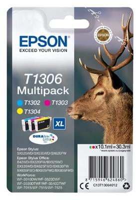 Epson Inktcartridge T1306 Origineel Combipack Cyaan, Magenta, Geel C13T13064012