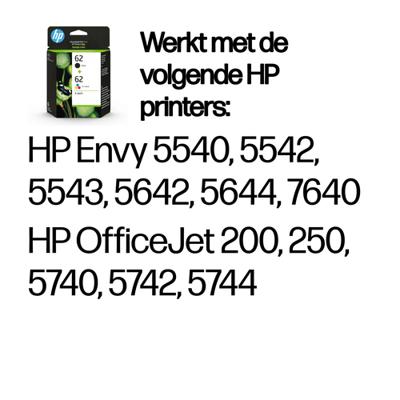 HP inktcartridge 62, 165-200 pagina&apos;s, OEM N9J71AE, 1 x zwart en 1 x 3 kleuren - thumbnail