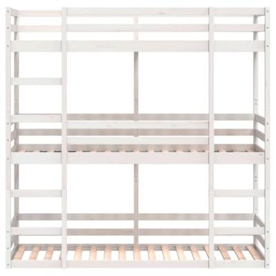 Stapelbed 3-persoons massief grenenhout wit 75x190 cm