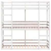 Stapelbed 3-persoons massief grenenhout wit 80x200 cm - thumbnail