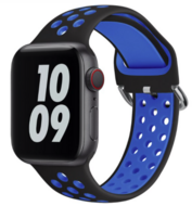 Siliconen sportband met gesp - Zwart + Blauw - Geschikt voor Apple Watch 38mm / 40mm / 41mm / 42mm Siliconen sportband met gesp - Zwart + Blauw - Geschikt voor Apple Watch 38mm / 40mm / 41mm / 42mm