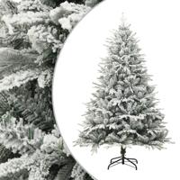 VidaXL Kunstkerstboom met sneeuwvlokken 210 cm pvc en pe groen - thumbnail