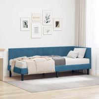Hoekbedframe met matras Blauw 80 x 200 cm Fluweel - thumbnail