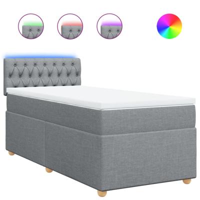 Boxspring met matras stof lichtgrijs 140x190 cm - thumbnail
