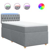 Boxspring met matras stof lichtgrijs 100x200 cm - thumbnail