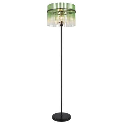 Globo Zwarte vloerlampGorley met groen glas Ø 38cm - 15698SG