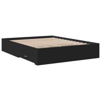 Bedframe met lades bewerkt hout zwart 150x200 cm - thumbnail