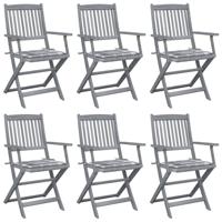 Tuinstoelen 6 st inklapbaar met kussens massief acaciahout - thumbnail