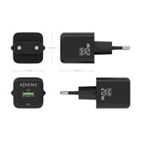 Oplader Aisens ASCH-20W2P011-BK 20 W Zwart (1 Stuks) - thumbnail