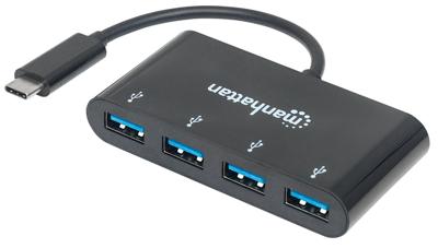 Manhattan Manhattan USB-C Dock/Hub, Ports (x4): USB-A (x4) 162746 USB-hub 4 poorten USB-A USB 3.1 Gen1 5 GBit/s Met USB-C stekker Zwart Manhattan Manhattan USB-C Dock/Hub, Ports (x4): USB-A (x4) 162746 USB-hub 4 poorten USB-A USB 3.1 Gen1 5 GBit/s Met USB-C stekker Zwart